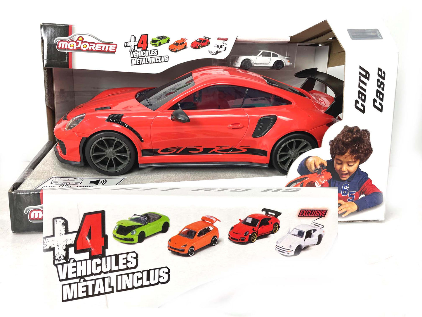 Majorette Porsche 911 GT3 RS Carry Case with 4 Cars Play Set