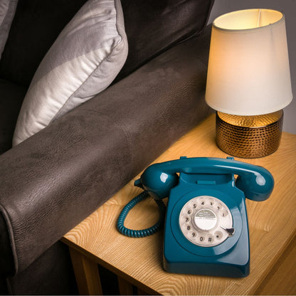 GPO Retro 746 Rotary Landline Corded Desk Phone Telephone - Azure Blue