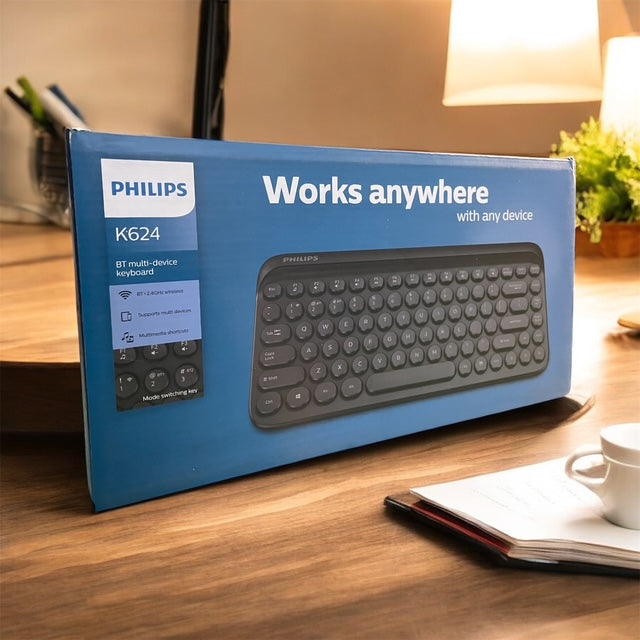 Philips Compact Wireless Keyboard Bluetooth 2.4Ghz Tablet Phone PC TV Multi Device SPK6624