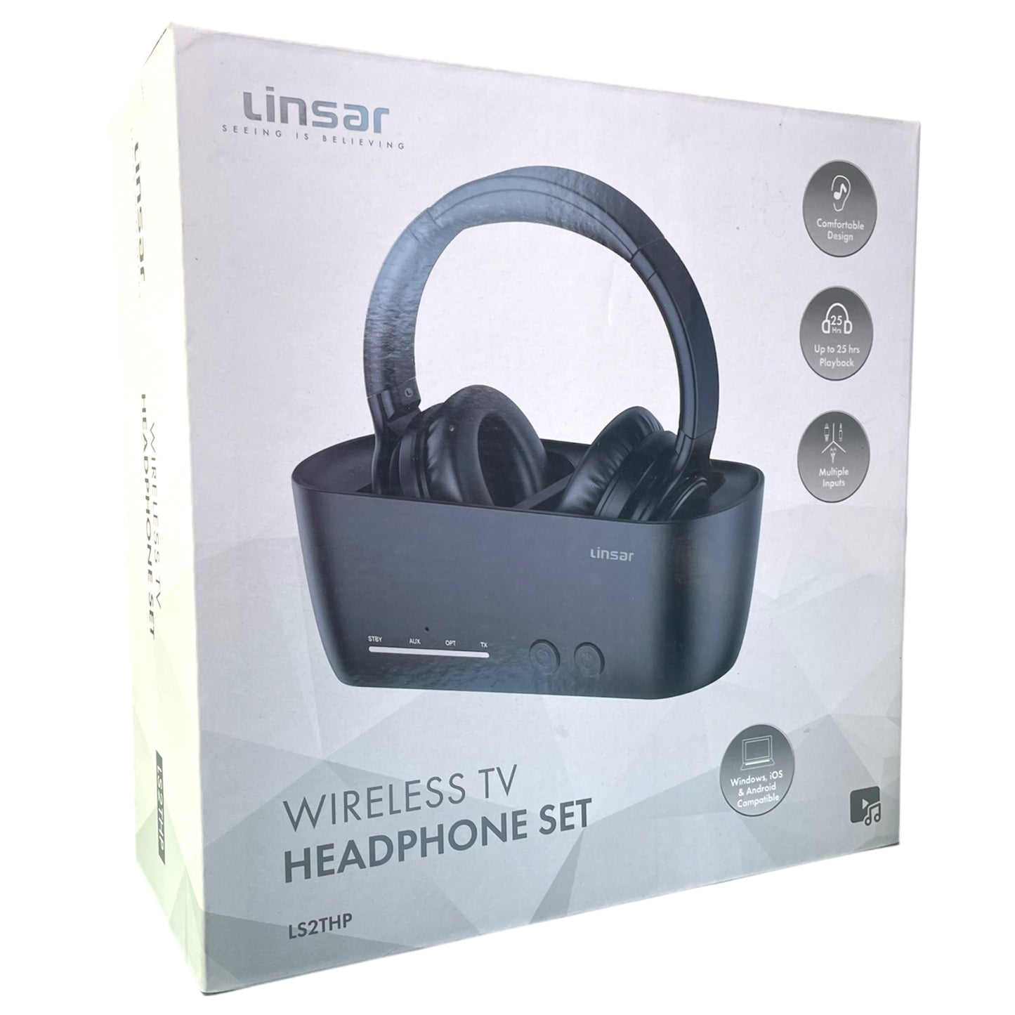 New Linsar Wireless TV HiFi Audio Headphones Over Ear Bluetooth LS2THP