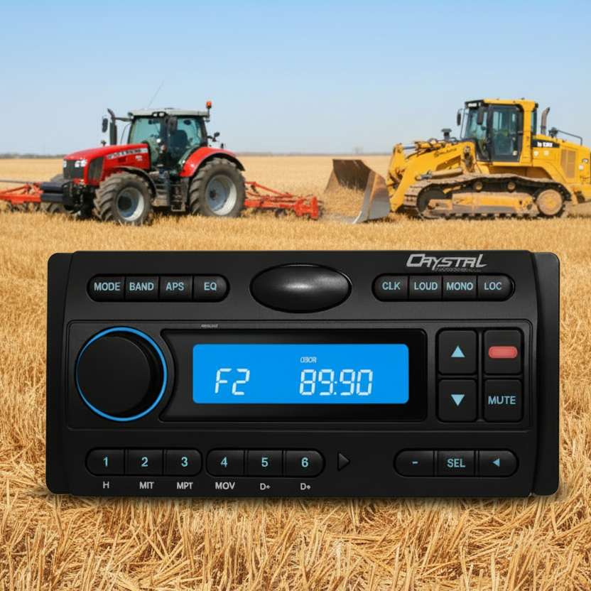 CrystalCrystal CR450 Heavy Duty Head Unit – Dust resistant CD Player Radio Audio Farm Construction