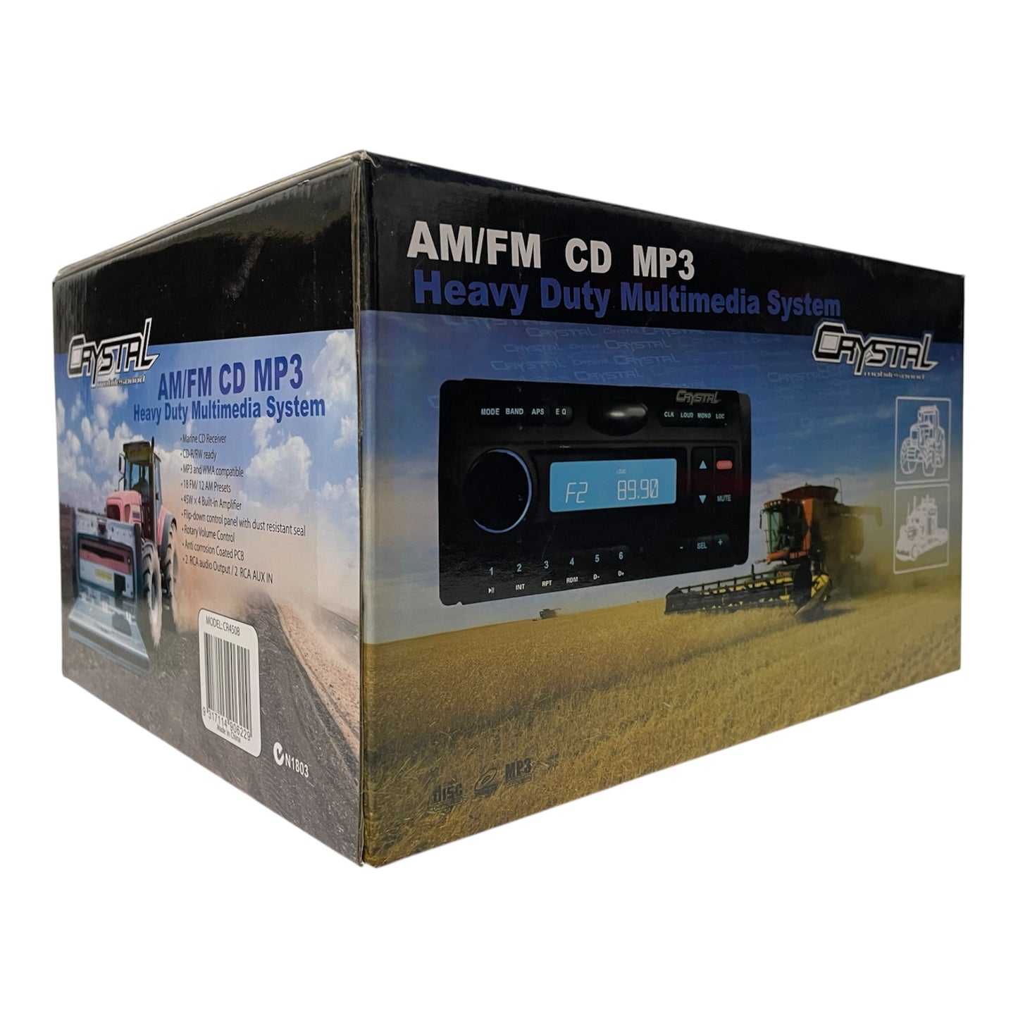 CrystalCrystal CR450 Heavy Duty Head Unit – Dust resistant CD Player Radio Audio Farm Construction