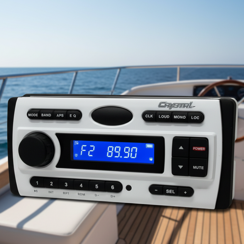 Crystal Marine Boat CD MP3 WMA AM FM Radio System Head Unit CR450W
