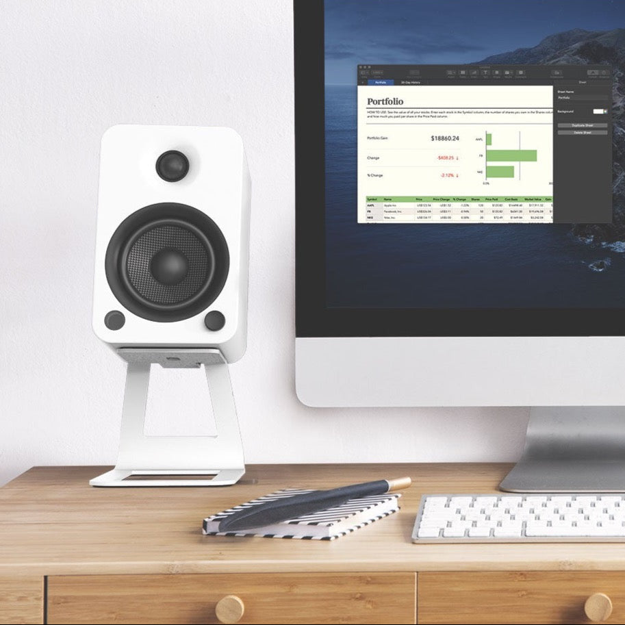 Kanto YU4 140W Powered Bookshelf Speakers with Bluetooth and Phono Preamp - Pair, Matte White