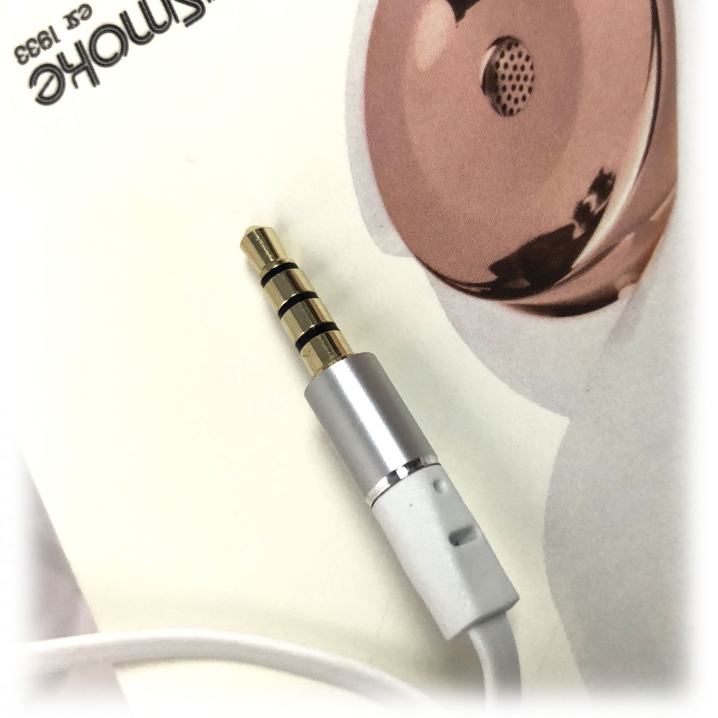 White Rose Gold Holysmoke Motif On Ear Foldable Wired Headphones