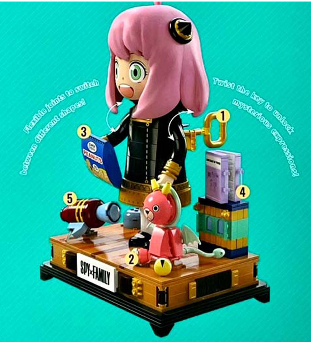 Spy X Family  31cm Anya Forger Face Changing Building Block Figure by Kalos