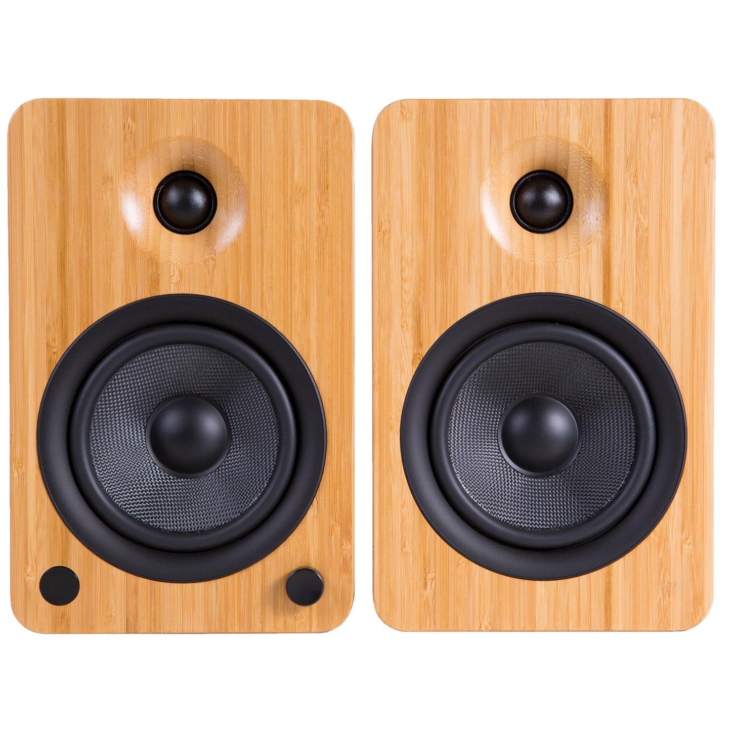 Kanto YU4 140W Powered Bluetooth Bookshelf Speakers with Phono Preamp - Pair Natural Wood Bamboo