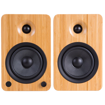 Kanto YU4 140W Powered Bluetooth Bookshelf Speakers with Phono Preamp - Pair Natural Wood Bamboo
