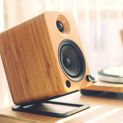 Kanto YU4 140W Powered Bluetooth Bookshelf Speakers with Phono Preamp - Pair Natural Wood Bamboo