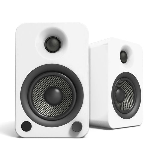 Kanto YU4 140W Powered Bookshelf Speakers with Bluetooth and Phono Preamp - Pair, Matte White