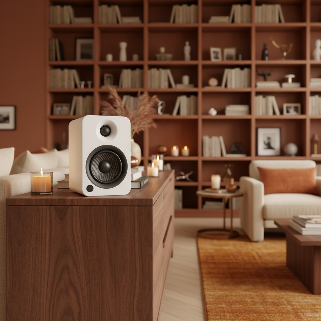 Kanto YU4 140W Powered Bookshelf Speakers with Bluetooth and Phono Preamp - Pair, Matte White