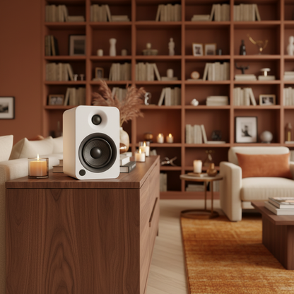 Kanto YU4 140W Powered Bookshelf Speakers with Bluetooth and Phono Preamp - Pair, Matte White