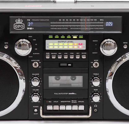 GPO Brooklyn Oversized Boombox Stereo 1980s Retro CD RADIO CASSETTE BLUETOOTH