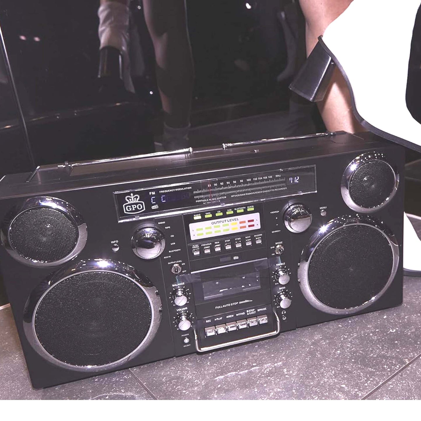 GPO Brooklyn Oversized Boombox Stereo 1980s Retro CD RADIO CASSETTE BLUETOOTH
