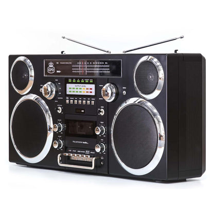 GPO Brooklyn Oversized Boombox Stereo 1980s Retro CD RADIO CASSETTE BLUETOOTH
