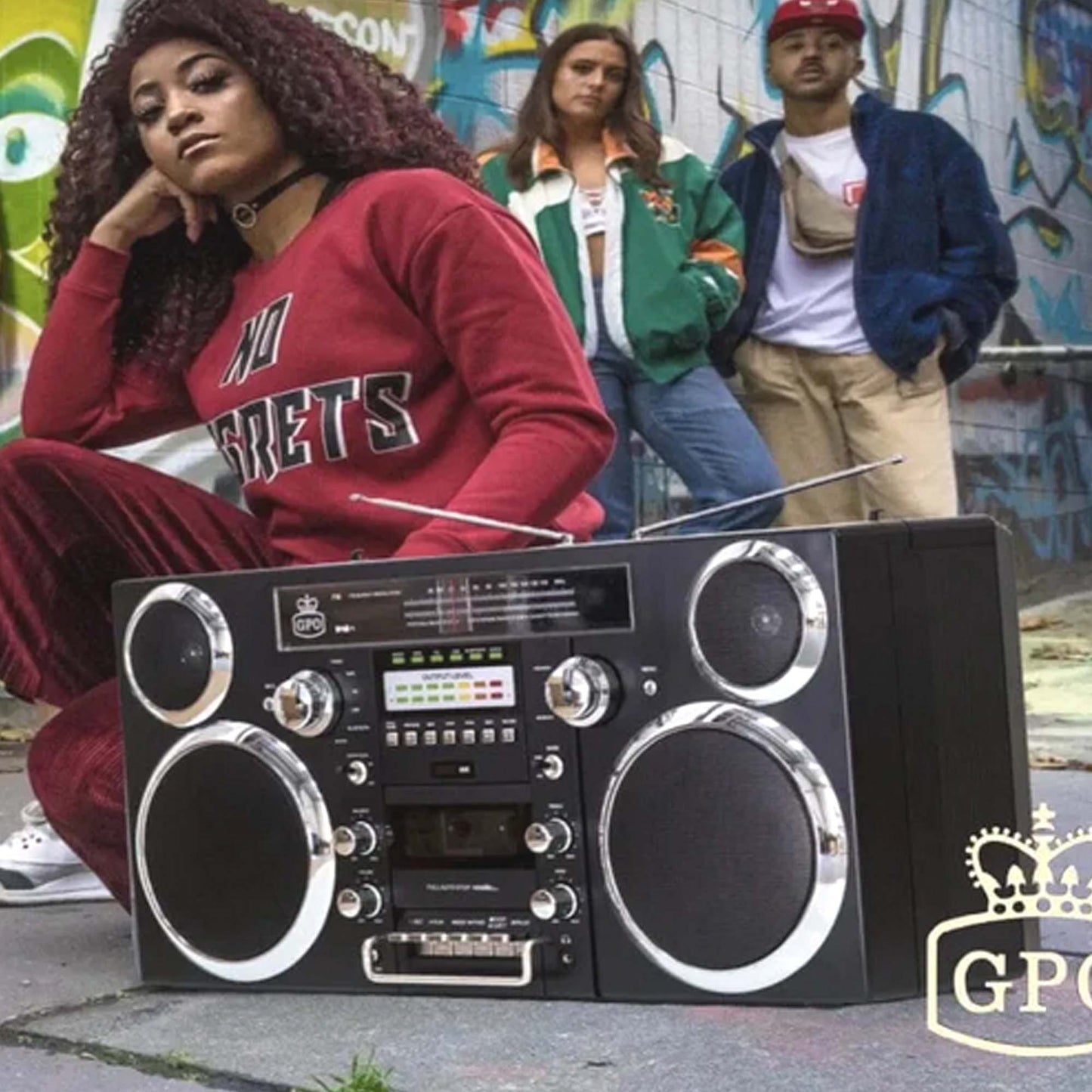 GPO Brooklyn Oversized Boombox Stereo 1980s Retro CD RADIO CASSETTE BLUETOOTH