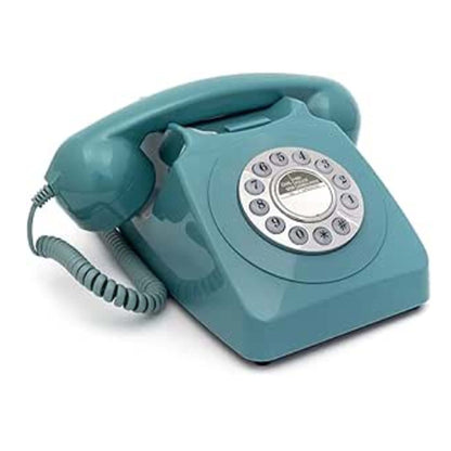 GPO 746 Azure Blue Retro Push Button Landline Corded Desk Phone Bell Ring