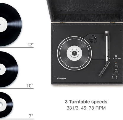 Crosley Mercury Record Player Turntable Black Croc Premium Bluetooth 2-Way