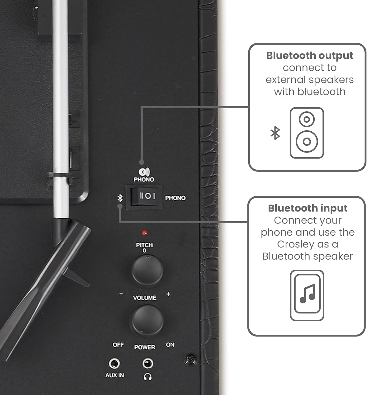 Crosley Mercury Record Player Turntable Black Croc Premium Bluetooth 2-Way