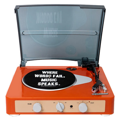 Gadhouse Brad MKII Record Player - Tangerine + Entertainment Stand Bundle - Black