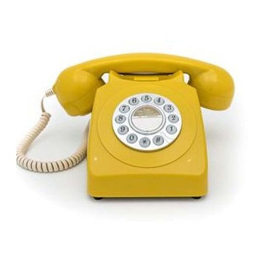 GPO 746 Mustard Retro Push Button Landline Desk Phone Bell Ring