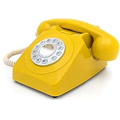 GPO 746 Mustard Retro Push Button Landline Desk Phone Bell Ring