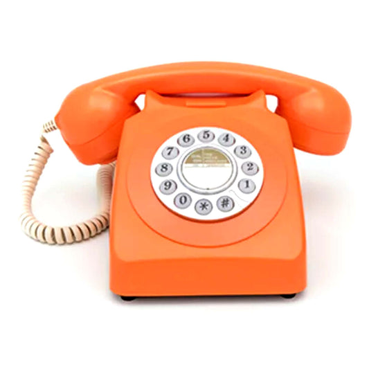 GPO 746 Orange Retro Push Button Landline Desk Phone Bell Ring