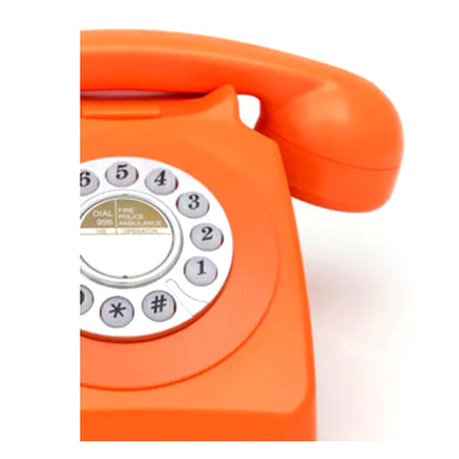 GPO 746 Orange Retro Push Button Landline Desk Phone Bell Ring