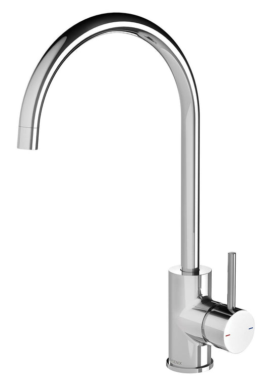 Phoenix Tapware Pina Australian Kitchen Sink Mixer Tap Chrome Gooseneck 200mm