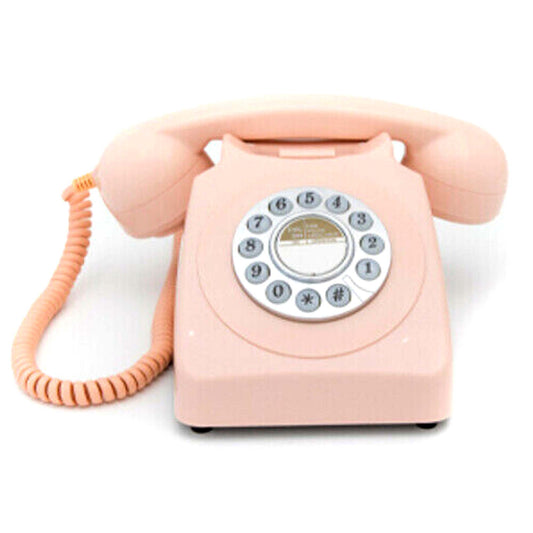 GPO 746 Pink Retro Push Button Landline Corded Desk Phone Bell Ring