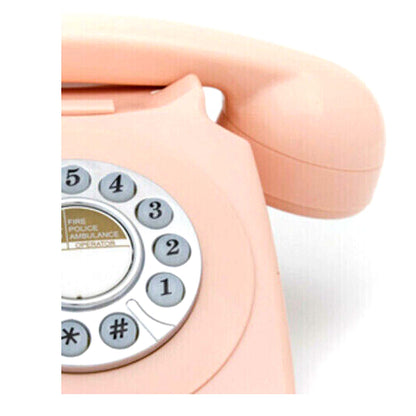 GPO 746 Pink Retro Push Button Landline Corded Desk Phone Bell Ring