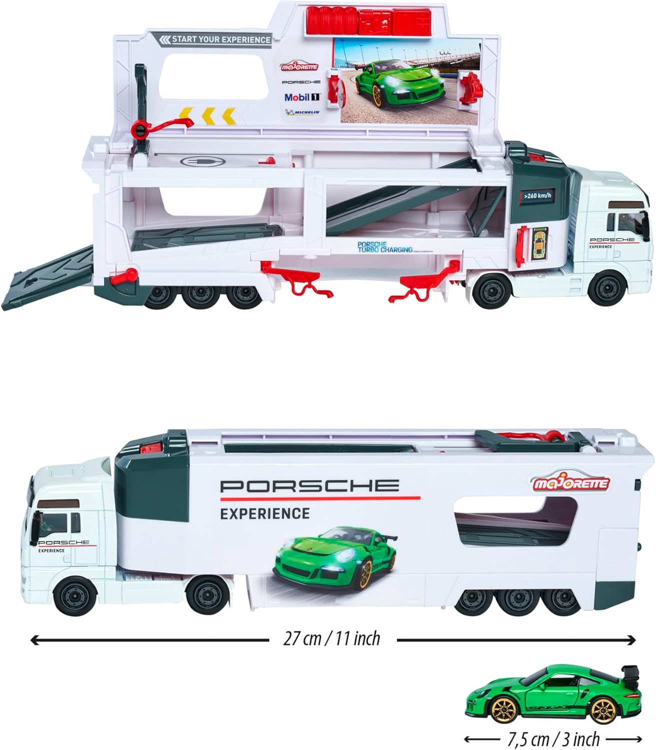 Majorette Porsche Experience Playset Man TGX Truck and 2 Cars 911 GT3 Taycan