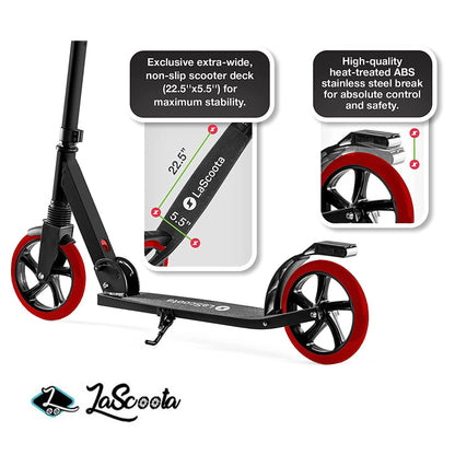 Special ! Lascoota Pulse Kick Push Commuter Scooter Teen Adult Black & Red