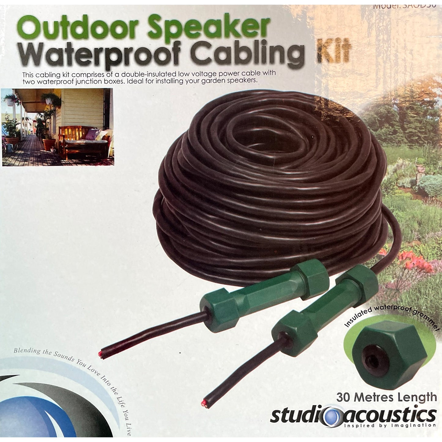 Studio Acoustics 30M Outdoor Waterproof Garden Burial Speaker Cable 16AWG Copper