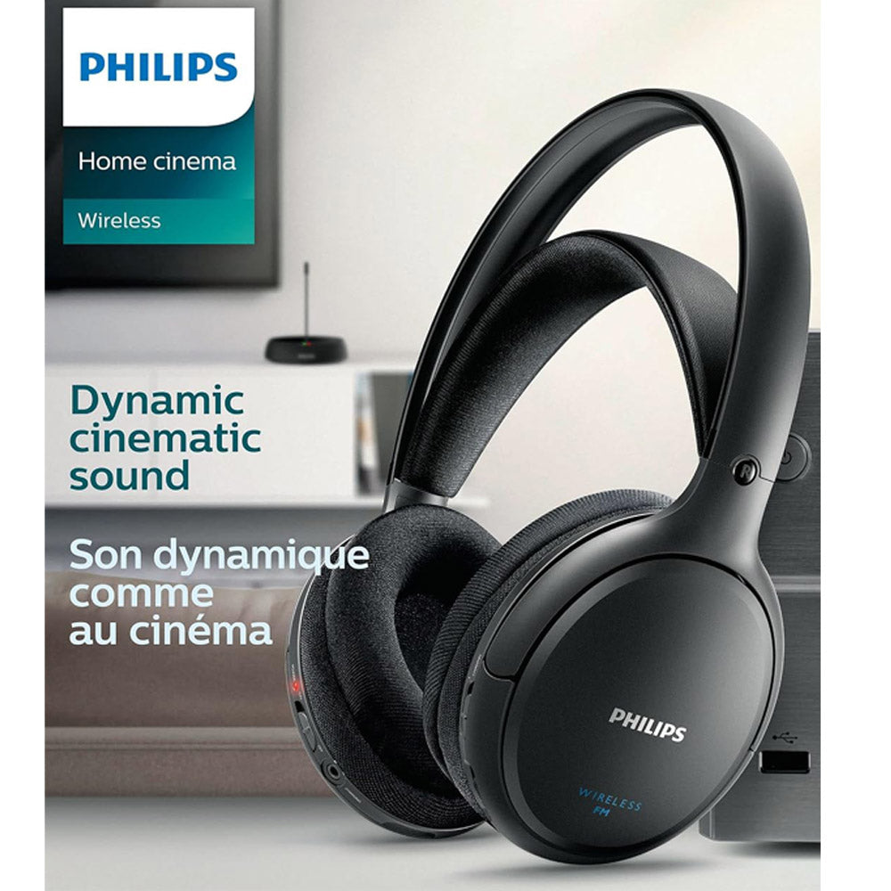 Philips Rechargeable FM Wireless Headphones Over Ear For TV Audio SHC5200 /79