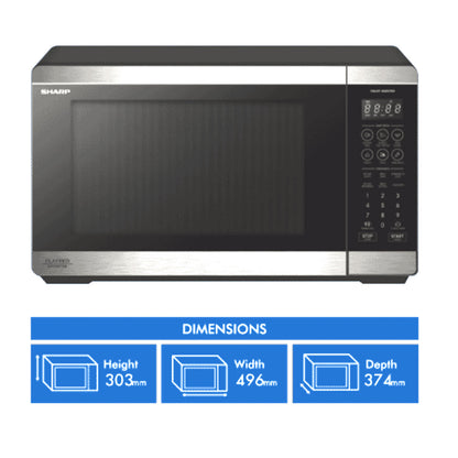 Sharp 26L Flatbed Microwave Oven 900W Mid Size Stainless Steel SM267FHST