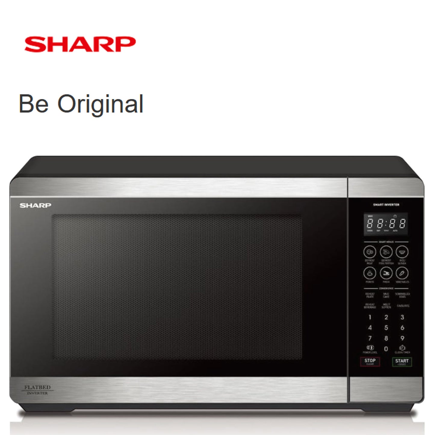 Sharp 26L Flatbed Microwave Oven 900W Mid Size Stainless Steel SM267FHST
