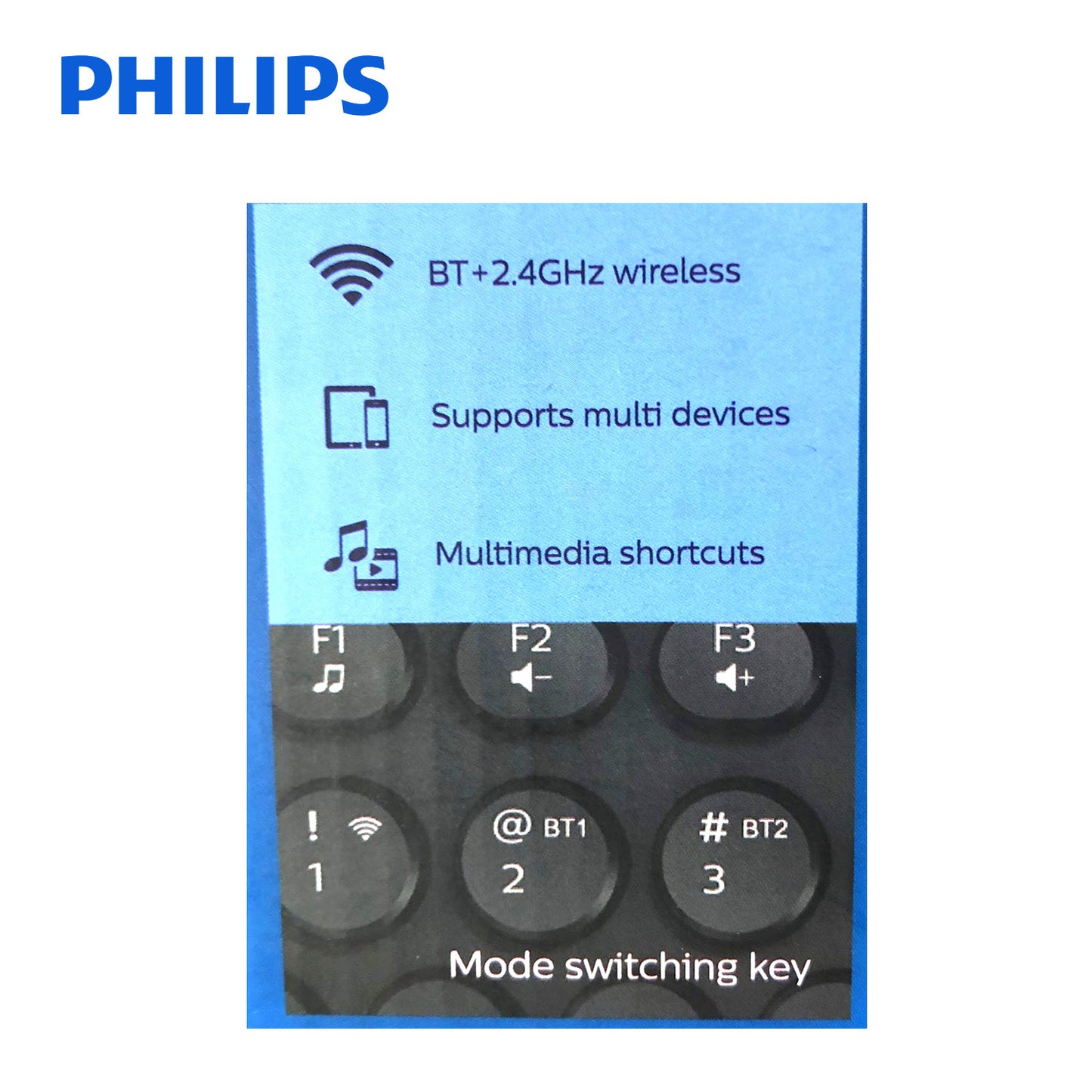 Philips Compact Wireless Keyboard Bluetooth 2.4Ghz Tablet Phone PC TV Multi Device SPK6624
