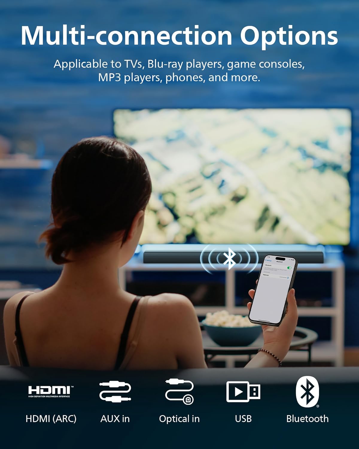 Philips 2.0 Sound Bar 60w TV Bluetooth HDMI ARC Wall Mountable 110cm TAB4208 /98