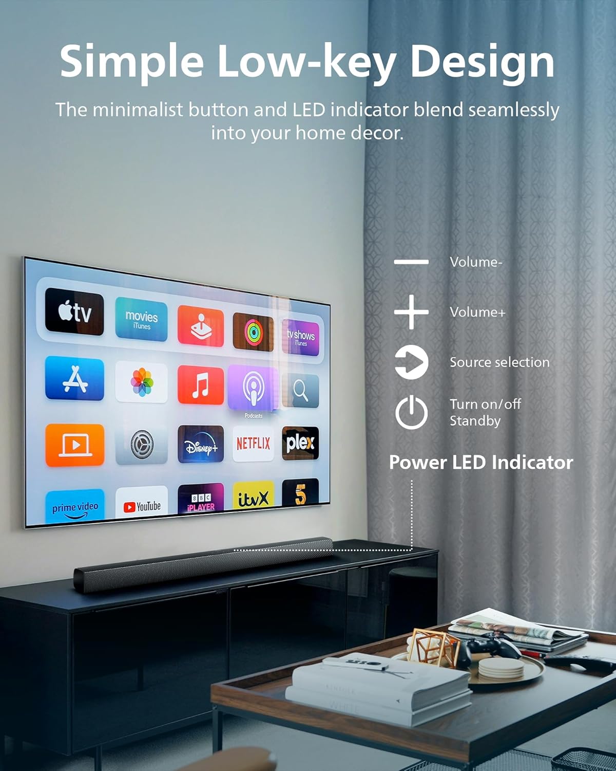Philips 2.0 Sound Bar 60w TV Bluetooth HDMI ARC Wall Mountable 110cm TAB4208 /98