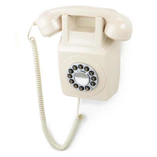 GPO 746 Ivory Retro Wall Mount Rotary Push Button Home Phone Landline