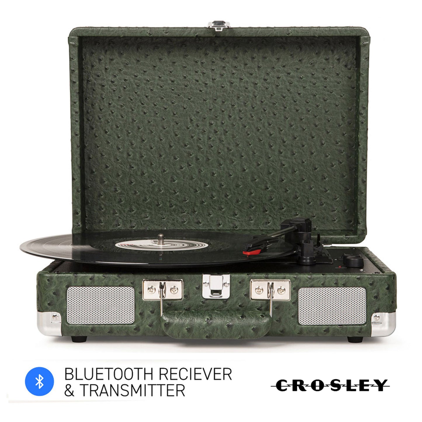 Speical Offer - Crosley Cruiser Plus Bluetooth Turntable Retro Briefcase Style Ostrich Green