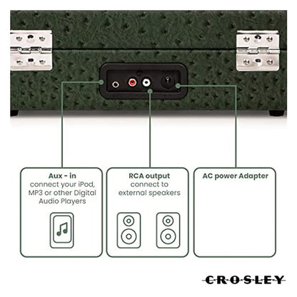 Speical Offer - Crosley Cruiser Plus Bluetooth Turntable Retro Briefcase Style Ostrich Green