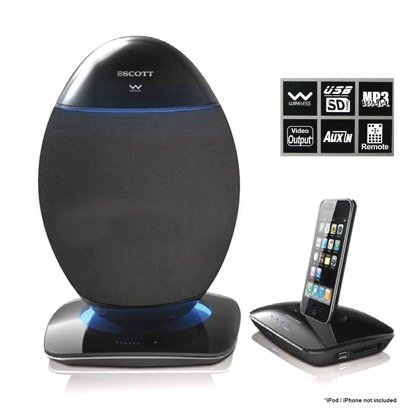 Special Clearance ! Scott 2.4Ghz Wireless OVE Speaker System USB SD Bluetooth 20w RMS