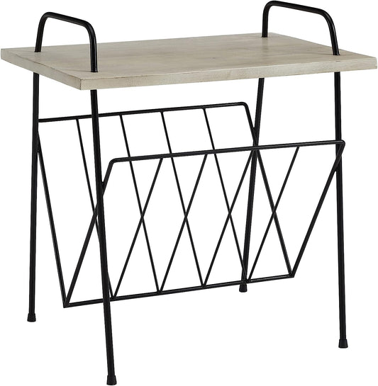 Crosley Wiltshire Turntable Stand Side Table Modern Retro White Wash Wood