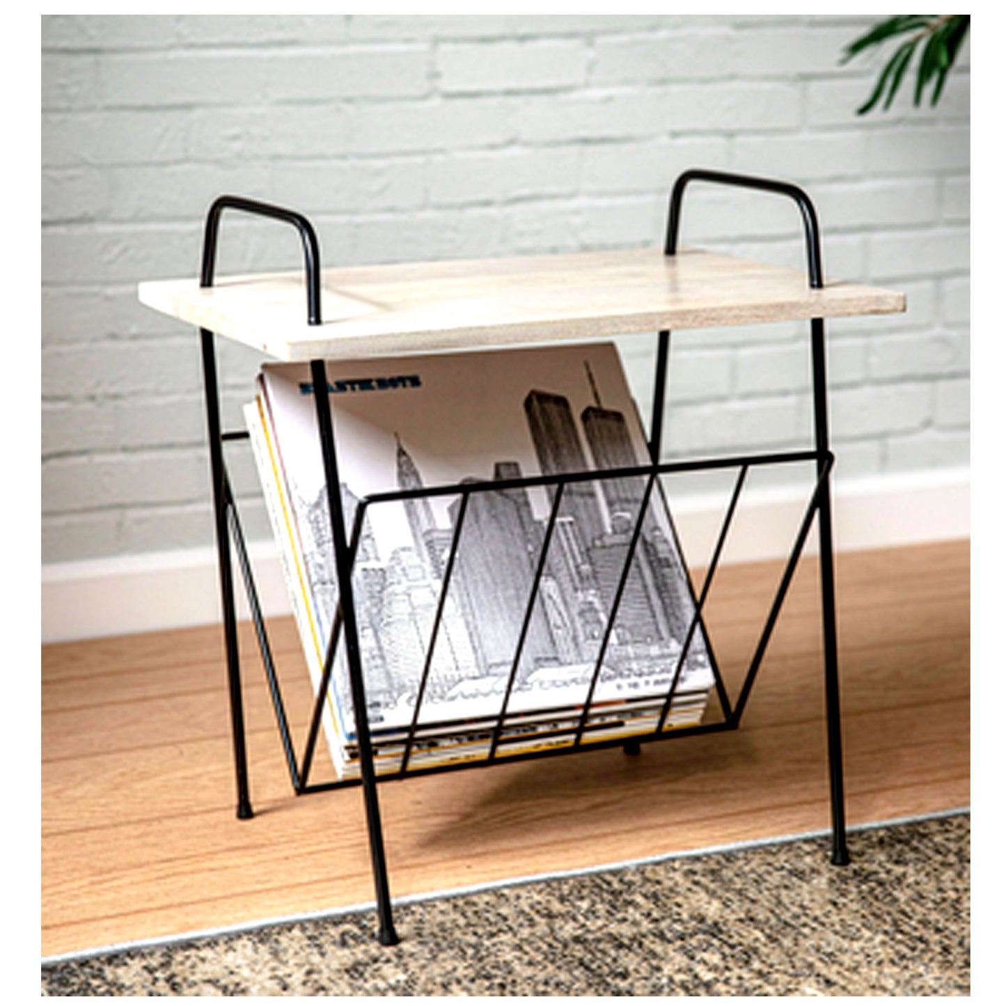 Crosley Wiltshire Turntable Stand Side Table Modern Retro White Wash Wood