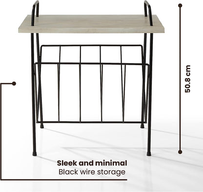 Crosley Wiltshire Turntable Stand Side Table Modern Retro White Wash Wood